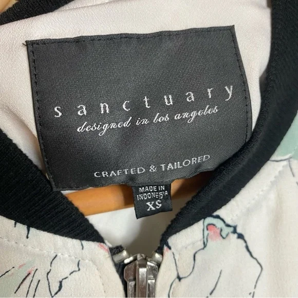 Sanctuary, black,white floral,lightweight,track, zip front bomber jacket SZ-S - Picture 7 of 7